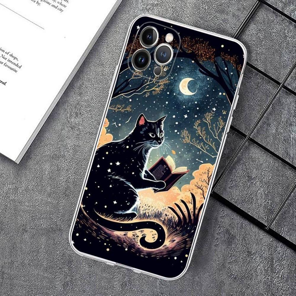 Черный Кот Мультяшный Милый Чехол Для Телефона Для IPhone 15 14 11 12 13 Mini Pro XS Max Чехол 6 7 8 Plus X XR SE 2020 Funda Shell