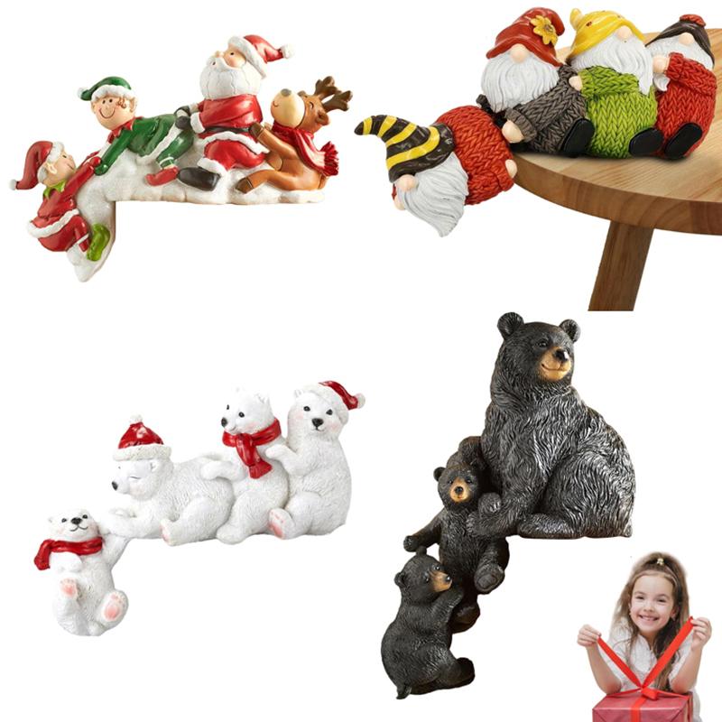 Рождественская статуэтка из смолы, украшение, гном, безликая кукла, медведь, домашний камин, веселые рождественские украшения для стола, рождественский подарок