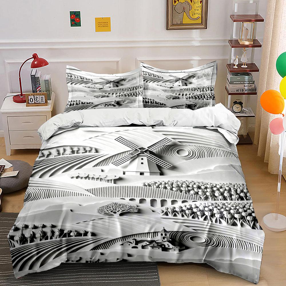 Windmill with tulip fields. Bedding sets Duvet cover sets Duvet covers Pillowcases(1 * Duvet Cover 2 * Pillowcases without duvet insert)