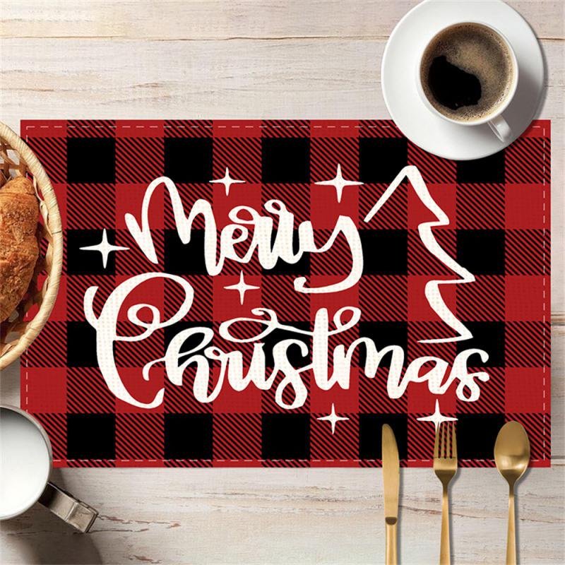Новая Рождественская цифровая печатная салфетка для стола Праздничная вечеринка Обеденный стол Теплоизолирующая Противозагрязняющая Подставка для стола