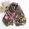 Women's Japanese Style Autumn Winter Hibiscus Print Faux Cashmere Shawl Scarf