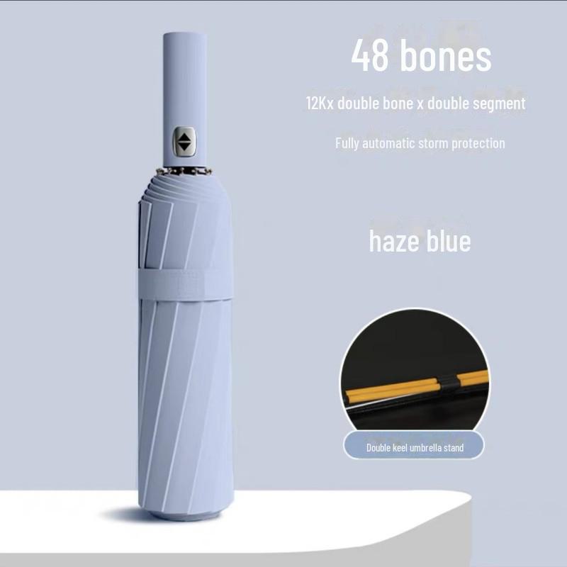 Автоматический складной зонт с двумя килями, 72 кости, женский, ветроустойчивый, солнцезащитный козырек двойного назначения, защита от УФ-излучения, подходит для использования в солнечную и дождливую погоду.