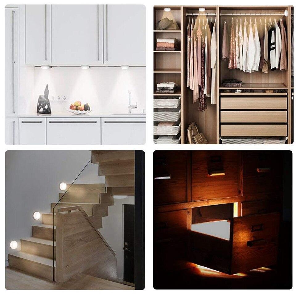 Подсветка под шкафом Беспроводная регулируемая яркость Сенсорный датчик Светодиодные ночные лампы Питание от батареи Пульт дистанционного управления Подходит для кухонной лестницы