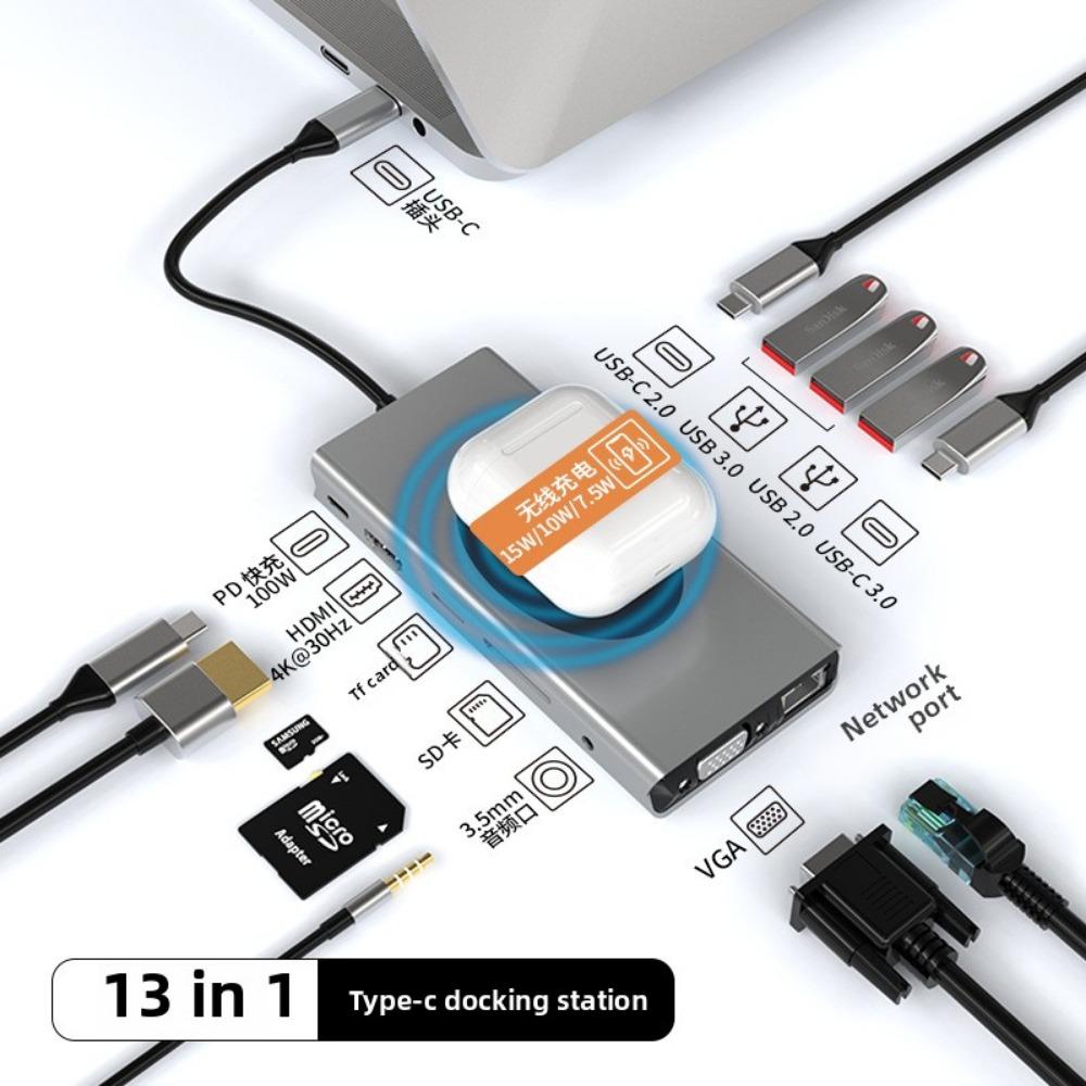 Док-станция типа C USB 3.0 Hub с RJ45 Gigabit Ethernet адаптером Multiport Expander для ноутбука MacBook
