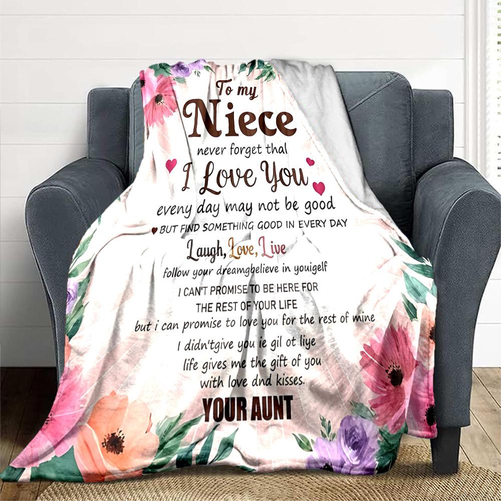 1PC Niece Love Quote Print Blanket, Soft Throw Blanket - Warm & Cozy for Couch, Bed, Office, and Travel yy250912162