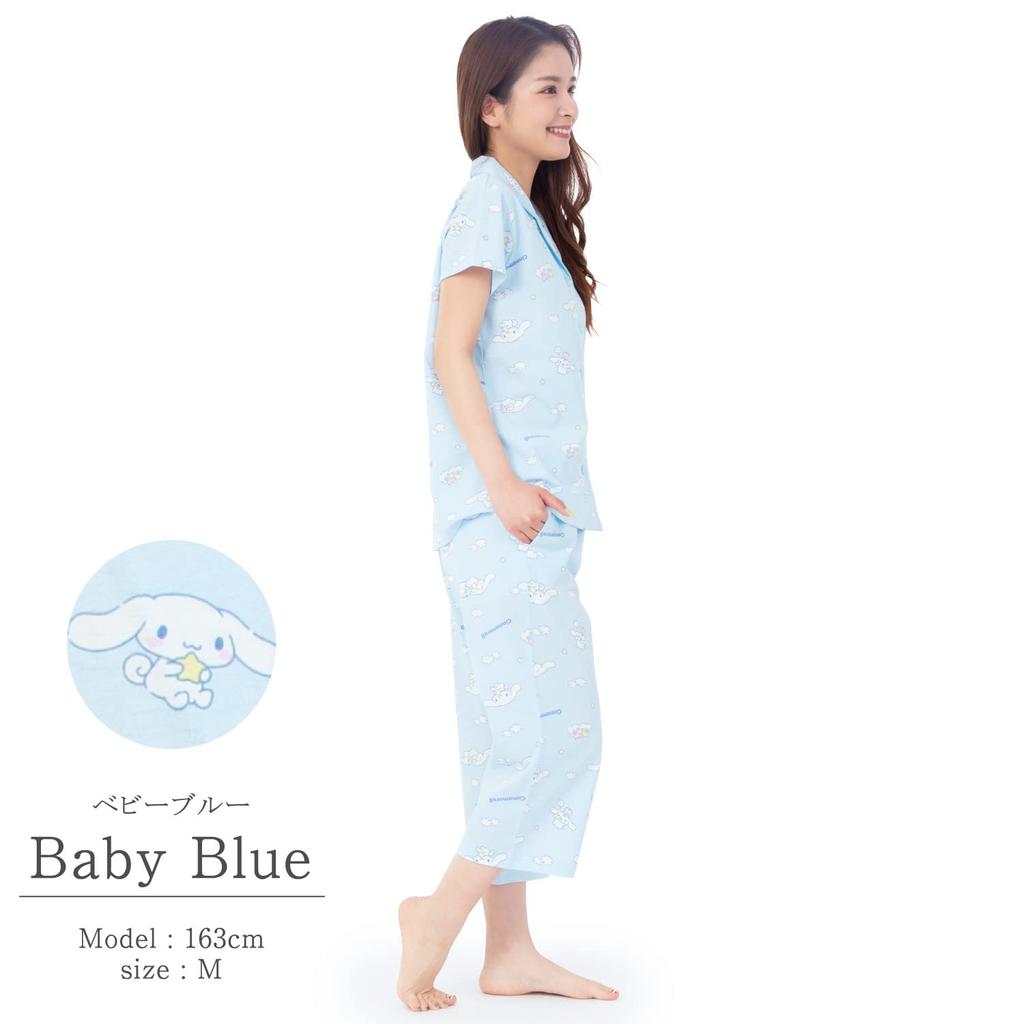 SAZAC Cinnamoroll Women's Short Sleeve Jersey Pajama Set (Baby Blue/M/SAN1697)