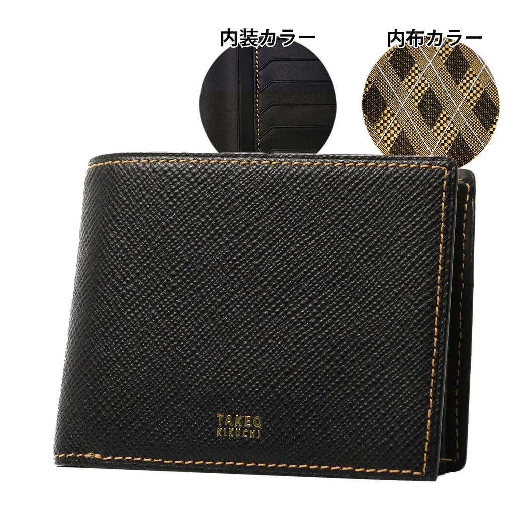 Кошелек двойного сложения из натуральной кожи Panama Custom Color Our Limited Black Gold 729624 Black x Gold [Takeokikuchi] Мужской [28]