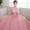 Autumn new product pink temperament elegant colored yarn dress skirt art exam bar mitzvah stage performance performance clothes advanced sense