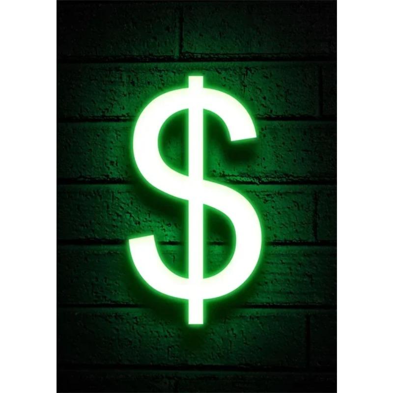 Cool Neon Signs Money Symbol Fruits Flamingo Canvas Posters Prints Wall Art for Home Decor Shop Decoration Vibrant and Trendy W
