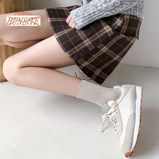 1 Pair Mid-tube Elastic Women Socks Casual Solid Color Ribbed Sports Socks