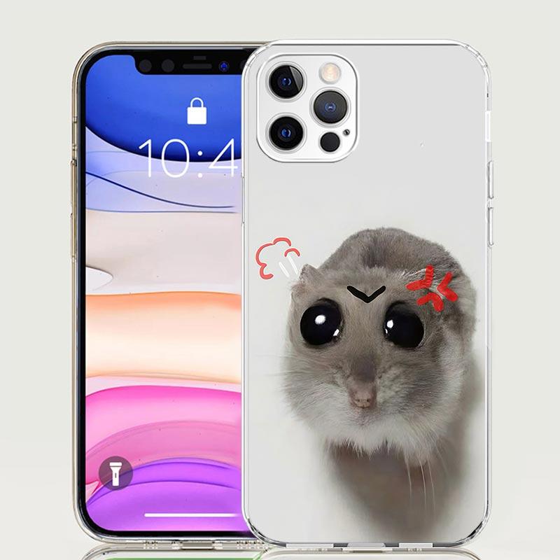 Смешной Грустный Хомяк Мем Чехол для Телефона Для iPhone 17 Air 16 15 Plus 11 14 Pro Max 13 Mini 12 7 8 + SE Узор Искусство Индивидуальная Крышка 17