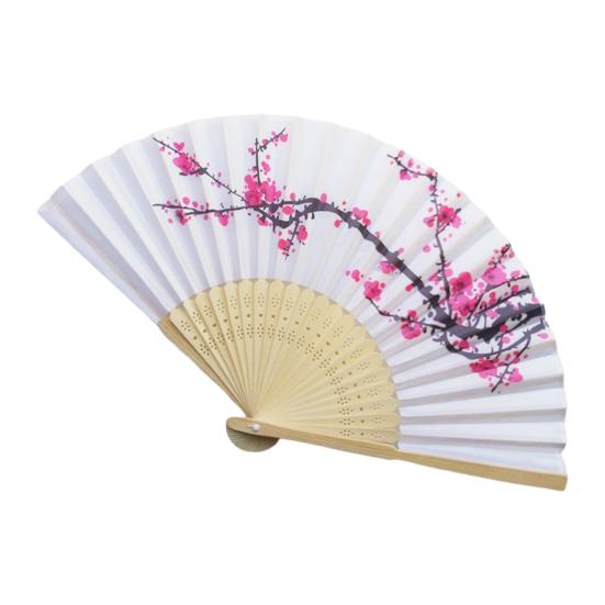 Складной веер в японском стиле с цветком, портативный летний ручной бамбуковый охлаждающий вентилятор, украшение для танцевального представления, реквизит для костюмов для вечеринок
