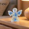 Acrylic Angel Pocket Hug Token Forget Me Not Dried Flower Keepsake, Mini Figurine, Handmade Floral Ornament Memorial Comfort Angels Gift with Sympathy