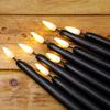 3 or 6 Pieces Black Flameless LED Taper Candles 11 inch,Plastic Realistic Flickering Decorative Halloween Candle Light