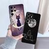 Funny Cute Cat Line Case For Samsung Galaxy S20 S21 S22 Note 20 Ultra 10 Plus 8 9 S23 5g S21 Plus Black Soft Funda Capa Cover