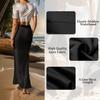 Women Elegant Faux Silk Satin Skirt High Waist Fishtail Skirt A-Line Solid Color