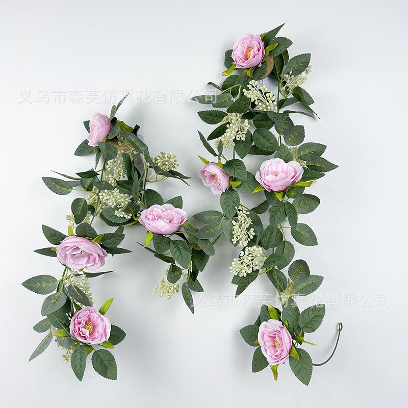 Искусственная цветочная лоза Лоза из зеленых растений Пластиковый шелковый цветок Украшение для труб кондиционера Настенная лоза