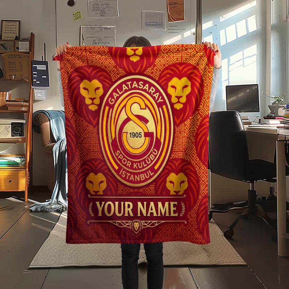 Custom Name Galatasaray Flannel Blanket, High quality Comfortable for All Seasons, Home Decor, Warmth and Comfort