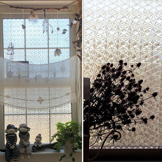 Матовая оконная пленка 3D горный хрусталь Радуга Защита конфиденциальности УФ-защита от солнца Статическое стеклянное покрытие цепляется за домашнюю дверь ванной комнаты Декоративная пленка