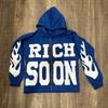 Unisex Hooded Zip-Up Sweatshirt With Letter Print Loose Fit Streetwear Casual Pullover