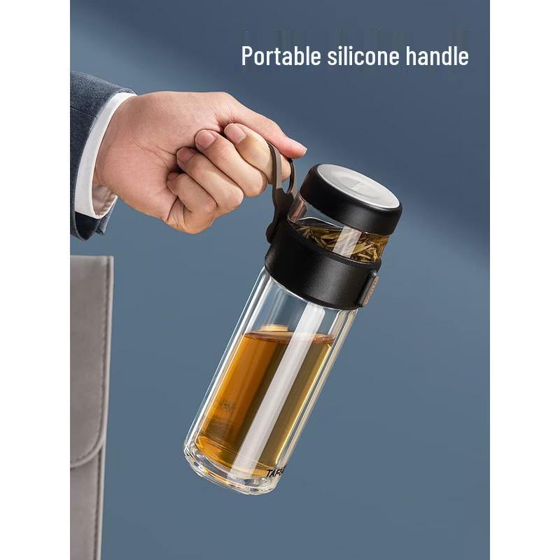 TAFUCO Double-Walled Borosilicate Glass Tea Infuser Bottle