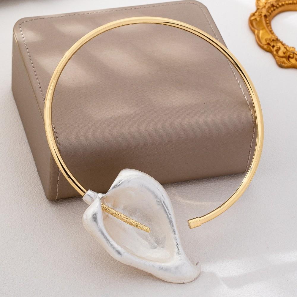 Exaggerated Calla Lily Choker Gold Color Clavicle Chain Fashion Open Choker Necklace Gifts