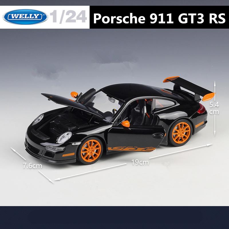 1/24 WELLY Porsche 911 GT3 RS 997 суперкар сплав автомобиль симулятор модель литья под давлением игрушечный транспорт для мальчиков на день рождения собирать игрушки подарки