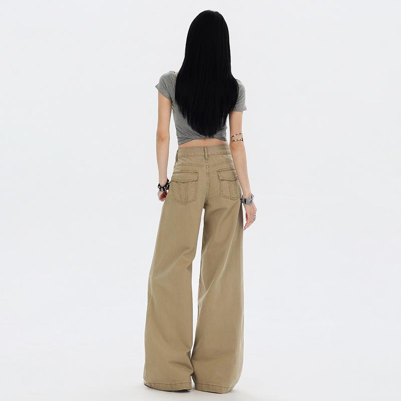 Spring and summer new casual wash jeans women's American wide-leg loose and thin casual pants