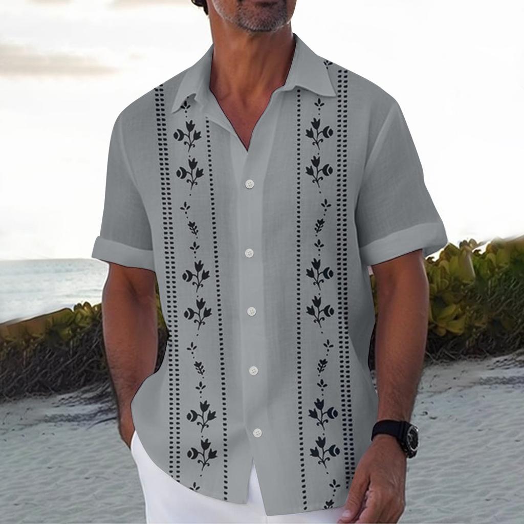 Гавайская рубашка для мужчин, мужские винтажные рубашки для боулинга на пуговицах, летняя пляжная рубашка с коротким рукавом