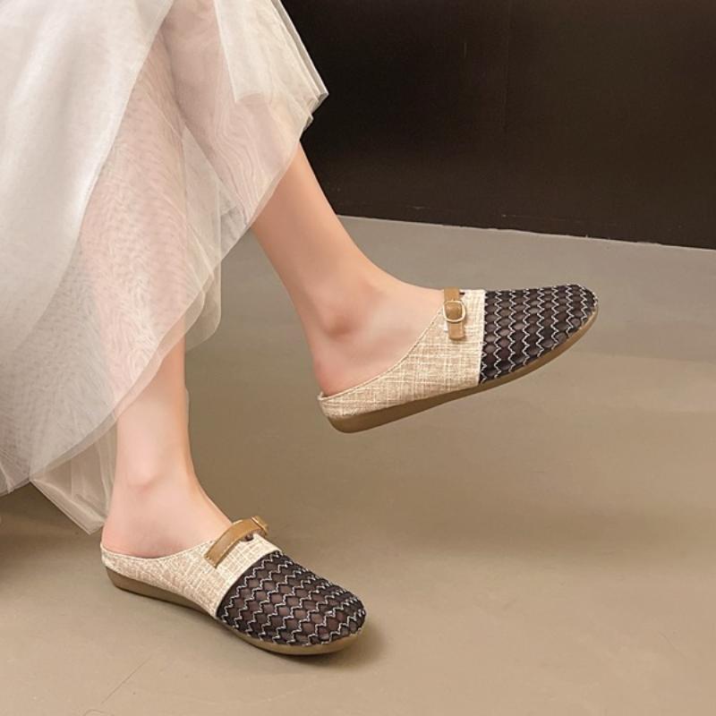 Модные туфли Мэри Джейн с круглым носком, дышащие, нескользящие, с ремешком на пуговице, сетчатые, женские, дешевые, модные, плоские сандалии, новинка лета