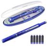 Retractable Fountain Pen Fine Nib Set 0.38mm Black/Blue Ink Transparent Barrel Pen with 5 Refillable Ink Cartridges for Sketching Journaling