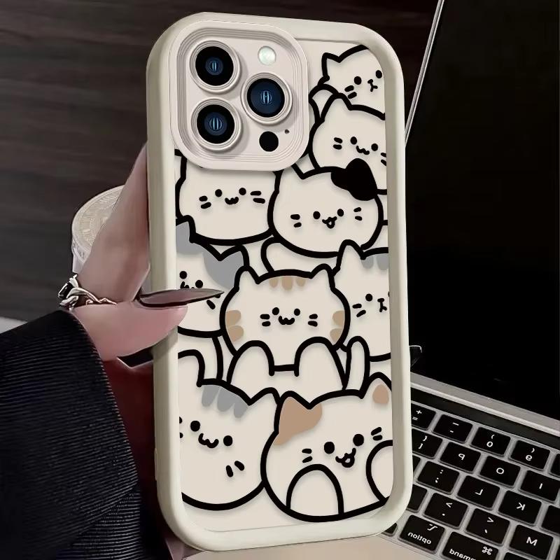 Мультяшный Животный Милый Кот Чехол Для Телефона Для iPhone 17 Pro Max 16 15 Pro 14 13 Mini 12 11 XR XS 17Air 16 Plus Мягкий Силиконовый Чехол