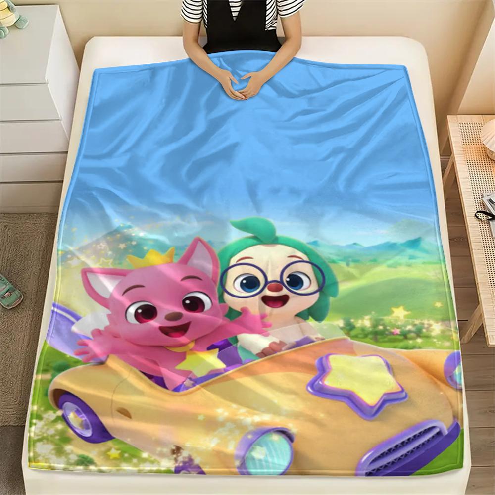 1 шт. Фланелевое одеяло с принтом Pinkfong, Высококачественное, Удобное для всех сезонов, Декор для дома, Тепло и комфорт, Идеально для рождественских подарков111