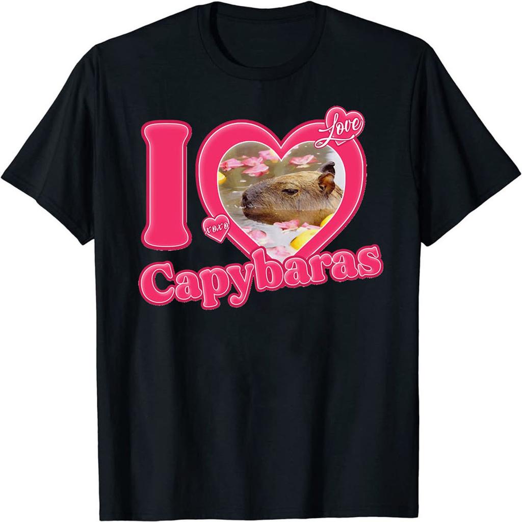 "I Love Capybaras" Men's Casual Short Sleeve Crew Neck T-Shirt Men's Tee Outfits Summer Clothing