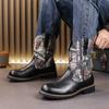 Men's Shoes Large Size Autumn and Winter Leather Boots Fashion High-top Leather Shoes Trend Cowboy Boots Thick-soled Non-slip Knight Boots