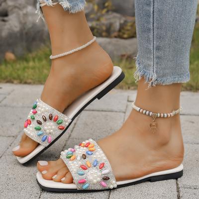 Модные новые женские тапочки Летние модные пляжные мюли Повседневные домашние тапочки Распродажа Сексуальные плетеные сандалии с квадратным носком на плоской подошве Шлепанцы