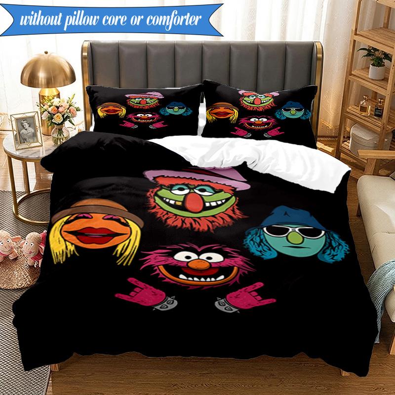 3PCS Muppet Rock Stars Bedding Set 2D Printing (Includes 1 Duvet Cover + 2 Pillowcases Coreless), Bedroom decor,Fan gift