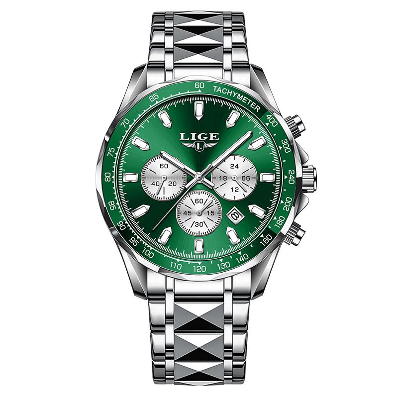 LIGE New Luxury Mens Wristwatch Waterproof Luminous Calendar Watch Men Quartz Military Watches Men Chronograph Male Watch Reloj