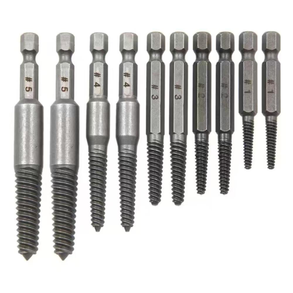 6/10Pcs Screw Extractor Center Drill Bits Guide Set Broken Damaged Bolt Remover Hex Shank And Spanner For Broken Hand Tool 