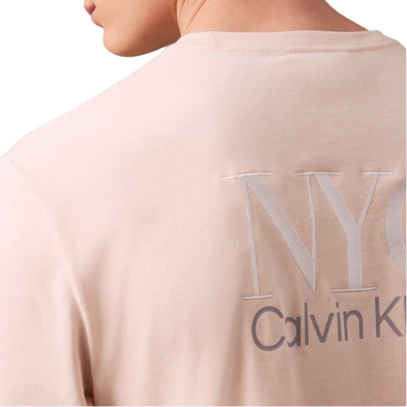 Calvin Klein Минималистичная Удобная Универсальная Повседневная Футболка с Вышивкой на Спине и Коротким Рукавом Мужские Топы Серебристый Пион 4RB813G-LN4