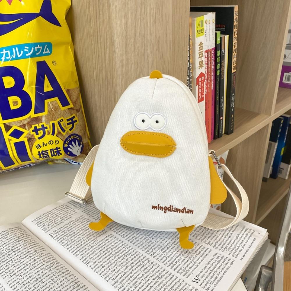 Canvas Small Messenger Bag Cartoon Cute Handbag Simple Funny Chick Crossbody Bag  Women