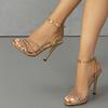 Sexy Pointed Thin High-heeled Metal Rhinestone High-heeled Sandals Gorgeous and Fashionable High-heeled Sandals