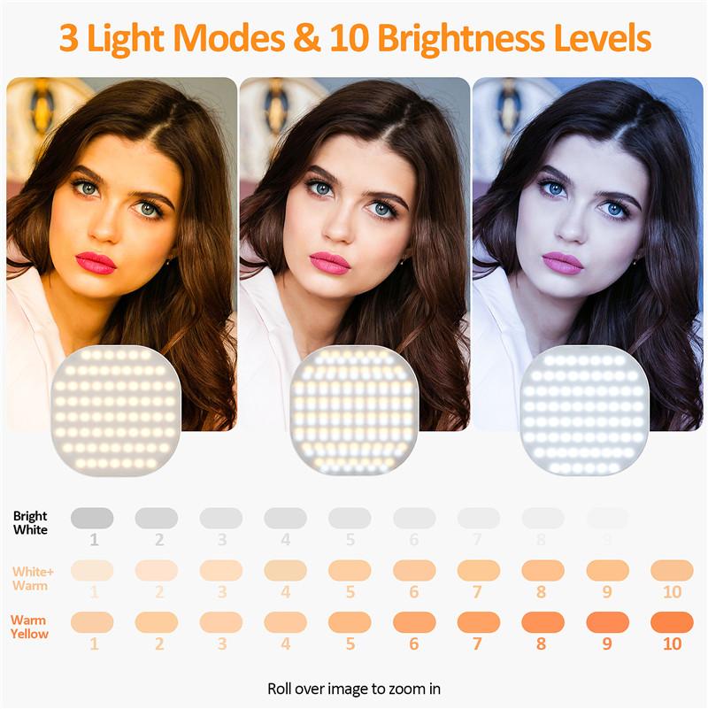 Selfie Light Phone Clip 140 LED 2000mAh Rechargeable Portable Clip On Light for Tablet Laptop Zoom Call TikTok Video Fill Light