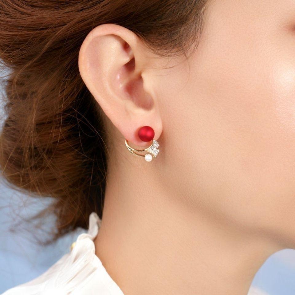 Модные серьги с красным жемчугом в форме рыбьего хвоста для женщин, корейские простые украшения для ушей, свадебные украшения, подарок на день рождения