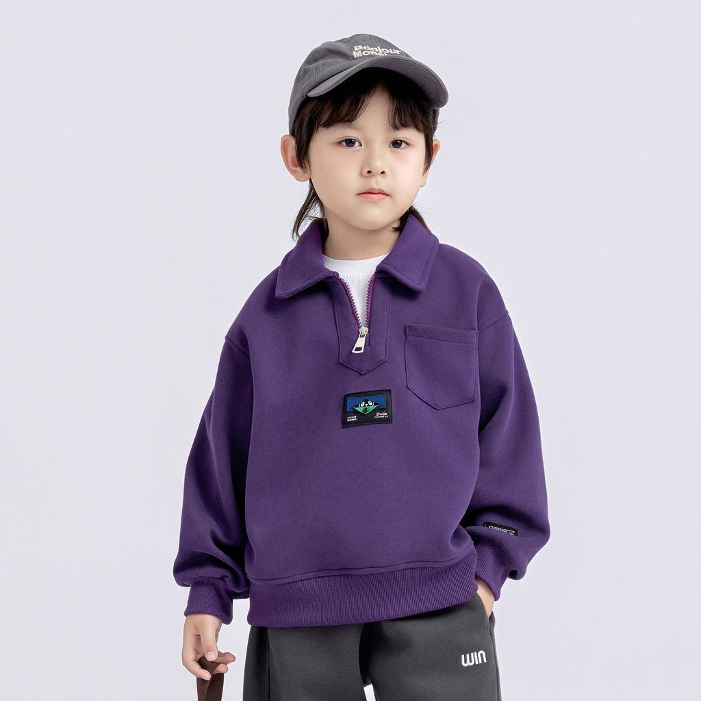 Boys' Turn-Down Collar Sweatshirt - 2025 Spring/Autumn Fashion, Long-Sleeved Pullover for Children