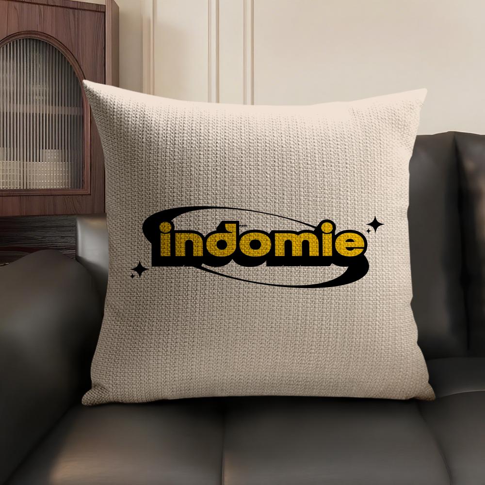 Логотип еды Фастфуд I-Indomie Милая наволочка Двусторонняя печать Короткий плюш Чехол на диванную подушку Спальня Прикроватная подушка