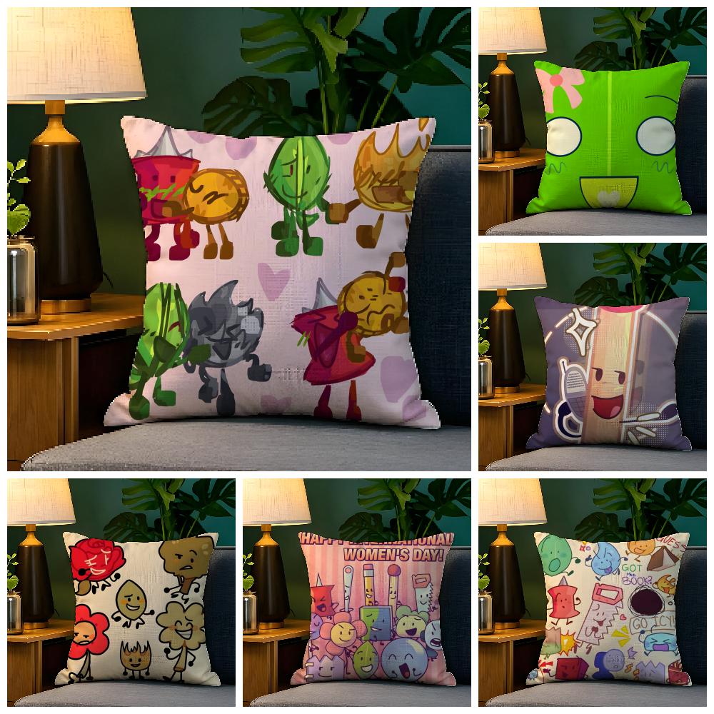 BFDI BBattle for Dream Island Pillow Case Natural Linen Pillow Case DoubleSided Decor Sofa Pillowcase Home Decor