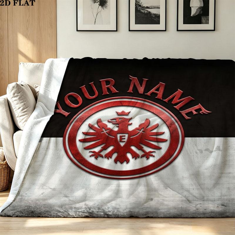 1PC Eintracht Frankfurt Custom Name Patterned Flannel Blanket Suitable For All Seasons for Home Decor Warmth and Comfort Gifts Holiday Present