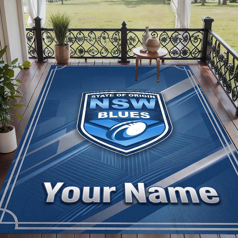 Custom Text Printed Rug NSW Blues logo Non Slip Floor Carpet For Home Room Decor