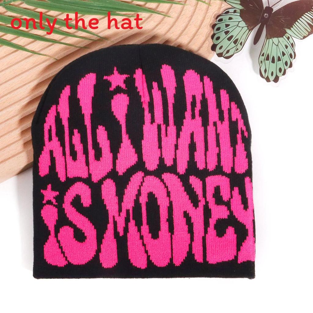 Minimalist Acrylic Knitted Cap With Letter Design For Casual And Hip Hop Looks